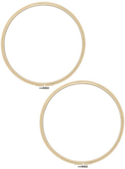2x stuks houten ronde borduurring 25 cm