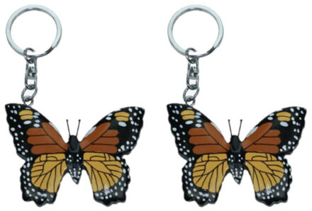 2x stuks houten vlinder sleutelhanger 6 cm