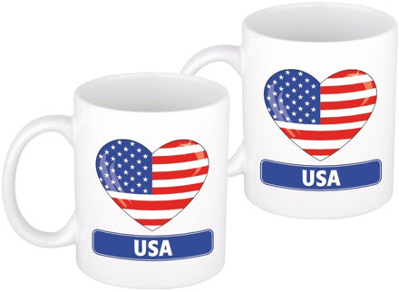 2x stuks i love Amerika mok / beker 300 ml - feest mokken Multikleur