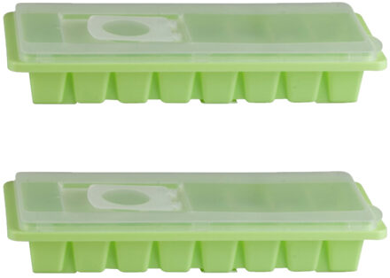 2x stuks ijsblokjes maken houders groen met deksel 26 x 11 cm
