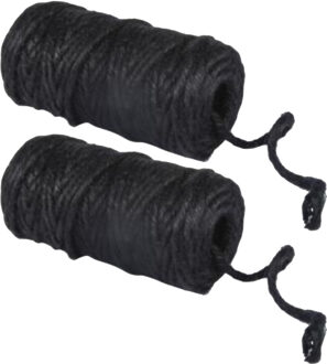 2x stuks jute garen zwart op rol 35 meter x 6 mm