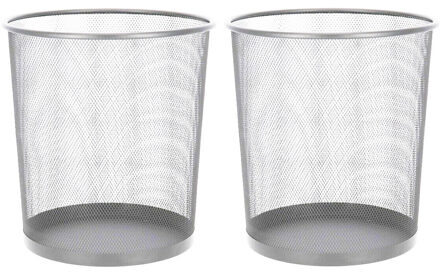 2x stuks kantoor prullenbakken/papiermanden 12 liter wit