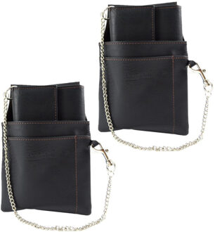 2x stuks kelner portemonnee zwart met holster 18 x 10 cm