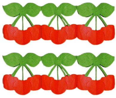 2x Stuks Kersen Fruit Thema Party Slinger Van Papier 3 Meter - Feestslingers Multikleur