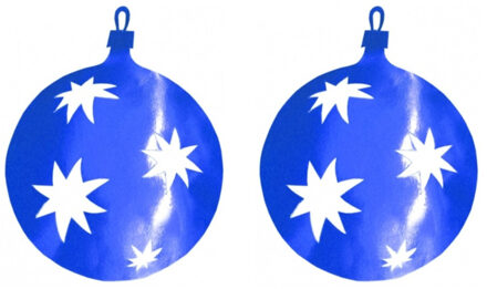 2x stuks kerstballen hangdecoratie blauw 40 cm van karton