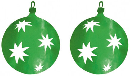 2x stuks kerstballen hangdecoratie groen 40 cm van karton