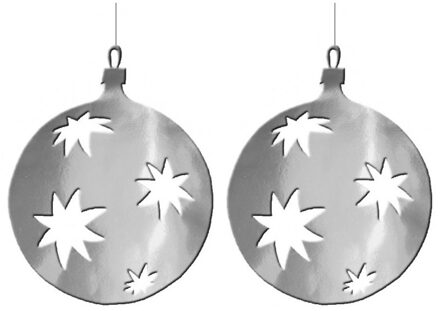 2x stuks kerstballen hangdecoratie zilver 40 cm van karton
