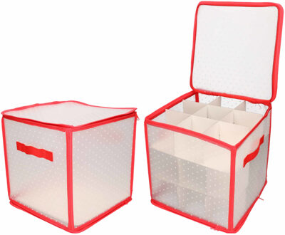 2x stuks kerstballen opruimen/opbergen opbergboxen 31 x 31 x 31 cm