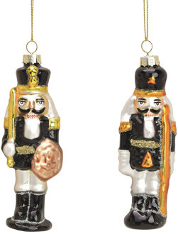 2x stuks kersthangers notenkrakers poppetjes/soldaten zwart 12 cm