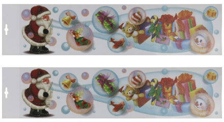 2x stuks kerstman met bellenblaas raamstickers