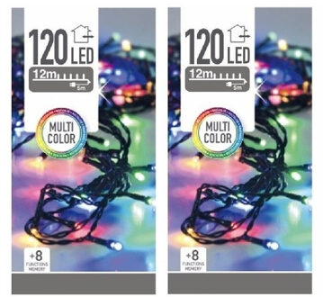 2x stuks kerstverlichting gekleurd buiten 120 lampjes