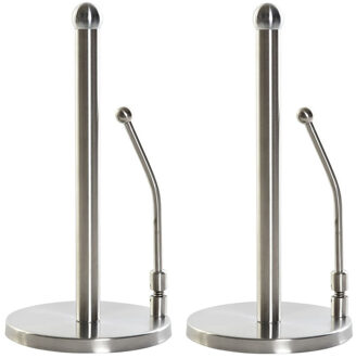 2x Stuks Keukenrolhouders Inox Rvs 17 X 35 Cm - Keukenrolhouders Zilverkleurig