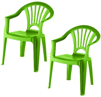 2x stuks kinderstoelen groen kunststof 37 x 31 x 51 cm