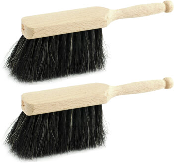 2x stuks kinderstoffers/handvegers met houten handvat 18 cm