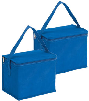 2x stuks kleine koeltassen voor lunch blauw 20 x 13 x 17 cm 4.5 liter - Koeltas