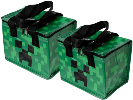 2x Stuks Kleine lunch koeltas - Minecraft print - 21 x 15 x 14 cm - 4,4 liter - Koeltas Multikleur