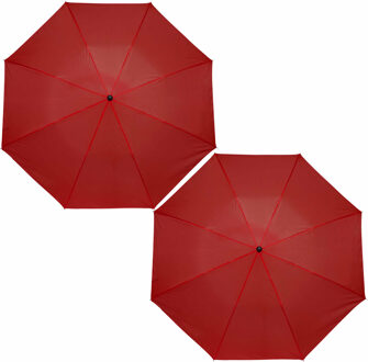 2x stuks kleine opvouwbare paraplus rood 93 cm