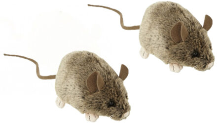 2x stuks knuffel muis/muizen van 12 cm - Knuffel huisdieren Multikleur