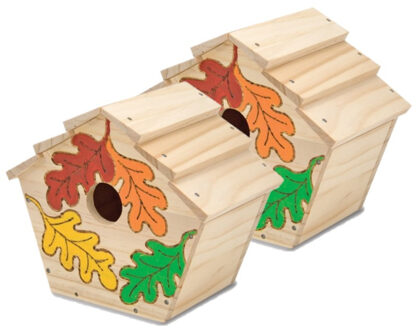 2x stuks knutsel vogelhuisjes voor kinderen - Vogelhuisjes Multikleur