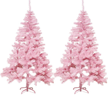 2x stuks kunst kerstbomen/kunstbomen roze 180 cm - Kunstkerstboom