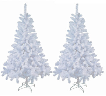 2x stuks kunst kerstbomen/kunstbomen wit 90 cm