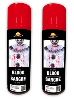 2x stuks kunstbloed spray voor lichaam en kleding 75 ml - Verkleedattributen Rood