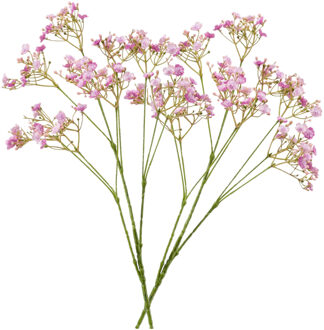 2x stuks kunstbloemen Gipskruid/Gypsophila takken fuchsia roze 68 cm - Kunstbloemen Wit