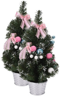 2x stuks kunstbomen/kunst kerstbomen inclusief kerstversiering 40 cm kerstversiering