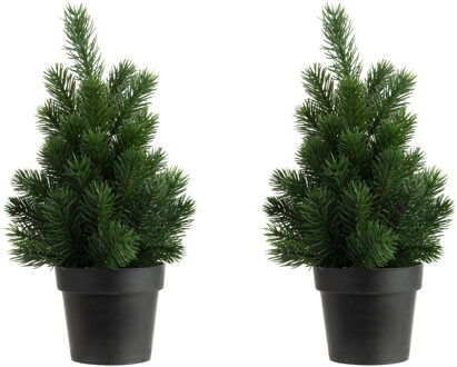 2x stuks kunstboom/kunst kerstboom groen 22 cm