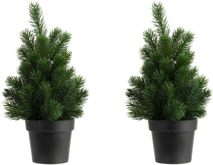 2x stuks kunstboom/kunst kerstboom groen 45 cm - Kunstkerstboom