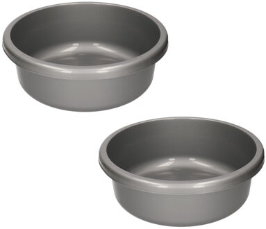 2x stuks kunststof afwasbak / afwasteiltje grijs 9 liter - Afwasbak