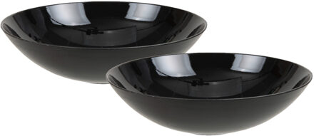 2x stuks kunststof decoratie schalen zwart rond D28 cm