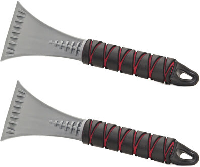 2x stuks kunststof ijskrabber grijs met softgrip handvat 27 cm - IJskrabbers