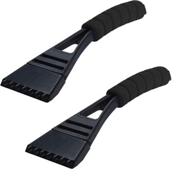 2x stuks kunststof ijskrabber met zwart softgrip handvat 27 cm - IJskrabbers