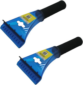 2x stuks kunststof ijskrabber/raamkrabber blauw met wisser 21 cm - IJskrabbers Multikleur
