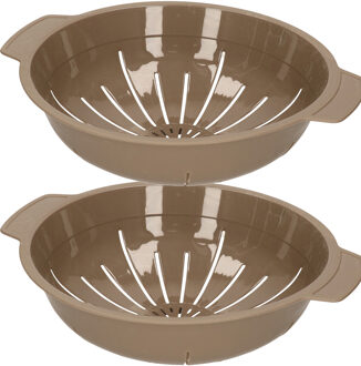 2x stuks kunststof stevig vergiet in het taupe 30 x 25 x 8 cm