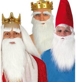 2x Stuks lange witte verkleed baarden met snor - Tovenaarbaard - Kabouterbaarden - Kerstman baard - Sinterklaas baard