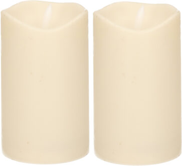 2x Stuks LED Stompkaars ivoor 12,5 cm met timerfunctie - LED kaarsen Wit