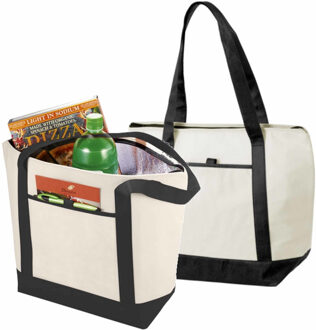 2x stuks lighthouse koeltassen/draagtassen creme en zwart 21 liter