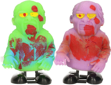 2x stuks lopende zombie Halloween poppetje 8 cm