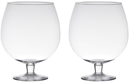 2x stuks luxe stijlvolle Brandy bloemenvaas/bloemenvazen 24 cm transparant glas - Vazen