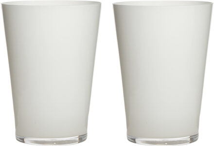 2x stuks luxe stijlvolle witte conische bloemen vaas/vazen van glas 30 x 22 cm