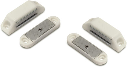 2x stuks magneetsnapper / magneetsnappers met metalen sluitplaat wit 6 x 1,6 x 1,6 cm
