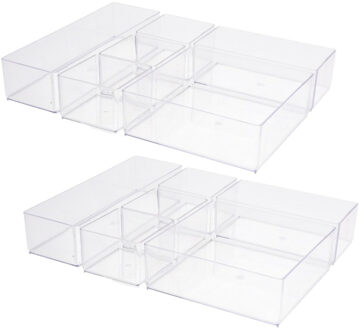 2x stuks make-up organizer 6-vaks van 30 x 22,5 x 5 cm - Opbergbox Transparant