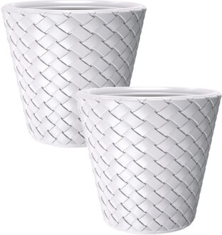 2x Stuks Matuba rotan bloempotten/plantenpotten wit 19 liter