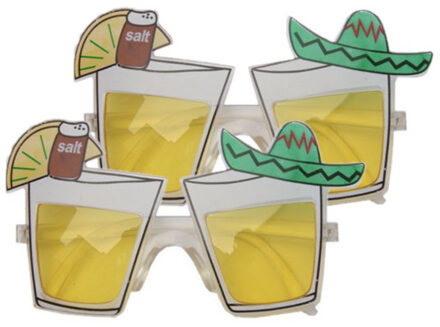 2x stuks mexico feest/party bril met tequila glazen