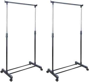 2x stuks mobiele kapstokken/kledingrekken verstelbaar 100 tot 170 cm - Kledingrekken - Kleding ophangen