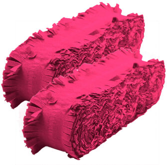 2x stuks neon roze crepe papier slinger 18 meter - Feestslingers