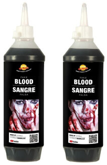 2x stuks nep/Film bloed schmink/make up grote fles 450 ml - Halloween/horror filmbloed