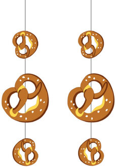 2x stuks oktoberfest thema hangslinger met pretzels 75 x 28 cm